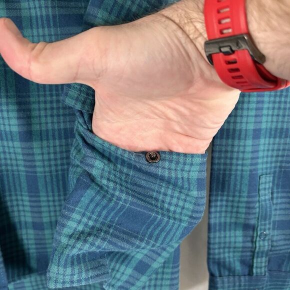 Woolrich Blouse Women's Small Blue Green Plaid Snap Up Long Sleeve Breathable - Picture 5 of 9